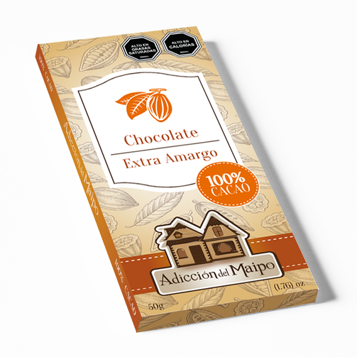 Chocolate Sin Azúcar 100% Cacao - Adicción del Maipo - Bar de Chocolates - Cajon del Maipo