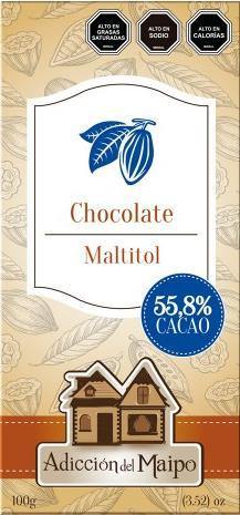 Chocolate Sin Azúcar 55,8% Cacao - Adicción del Maipo - Bar de Chocolates - Cajon del Maipo